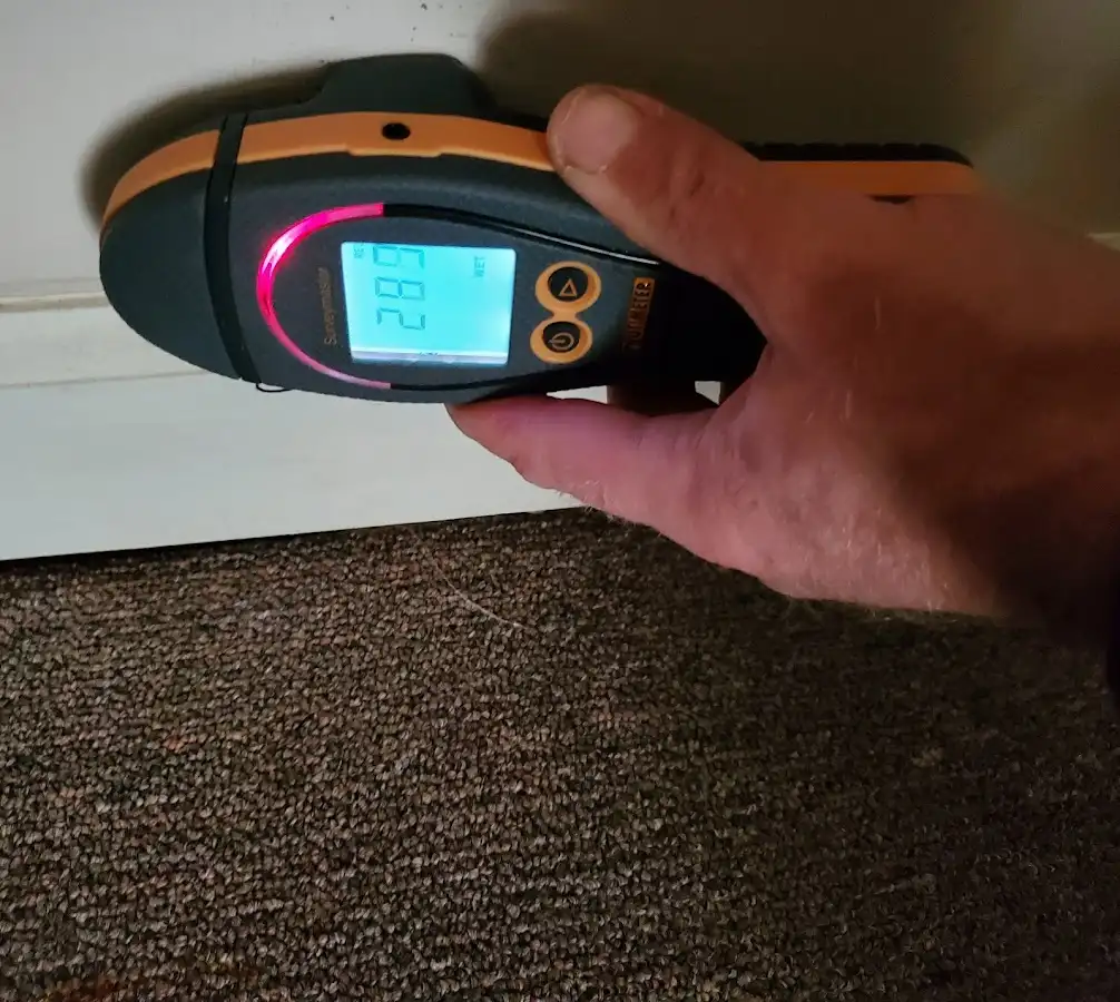 Moisture detection at baseboard during Mold Inspection & Testing in Bellbrook